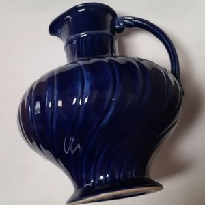 Vintage Cobalt Blue Ceramic Pitcher